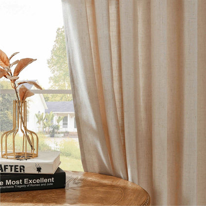 Joydeco Beige Linen Curtains for Living Room Blackout Curtains Bedroom Cafe Curtains