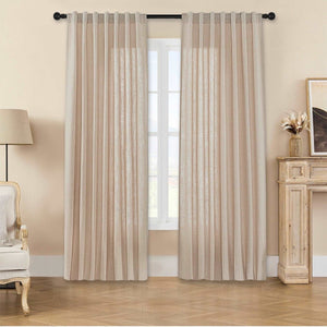 Joydeco Beige Linen Curtains for Living Room Blackout Curtains Bedroom Cafe Curtains - Joydeco