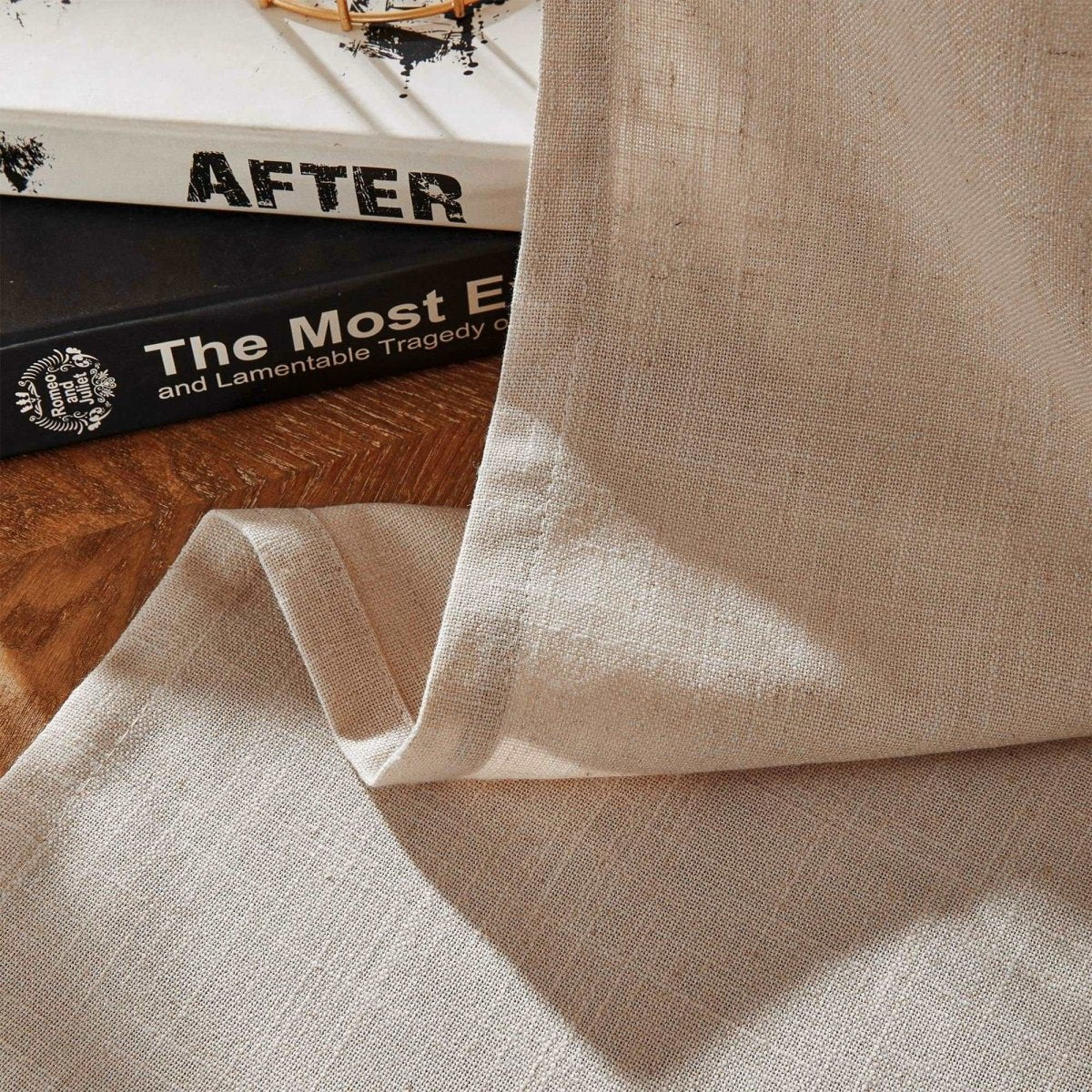 Joydeco Beige Linen Curtains for Living Room Blackout Curtains Bedroom Cafe Curtains