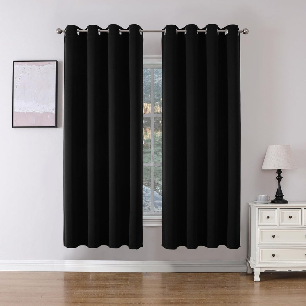 Joydeco Black Blackout Curtain Door Divider Doorway Curtains for Bedroom Closet Door Bedroom Door