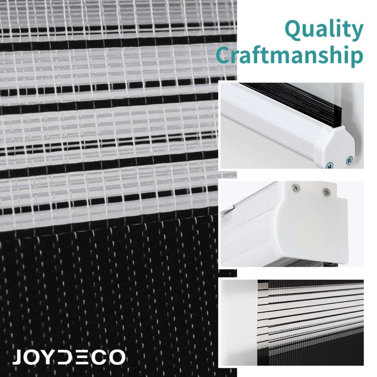 Joydeco Blackout Zebra Shades for Bedroom WindowsBlack Cordless Zebra Sheer Roller Mini Blinds Privacy Light Filtering Dual Layer for Home Office