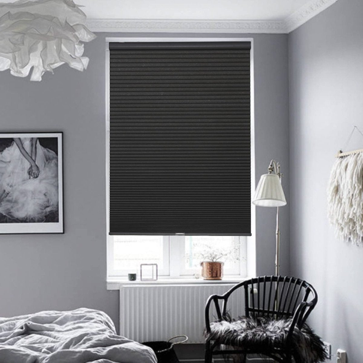 Joydeco Cellular Shades Cordless Black Wide Blackout Cellular Blinds - Joydeco