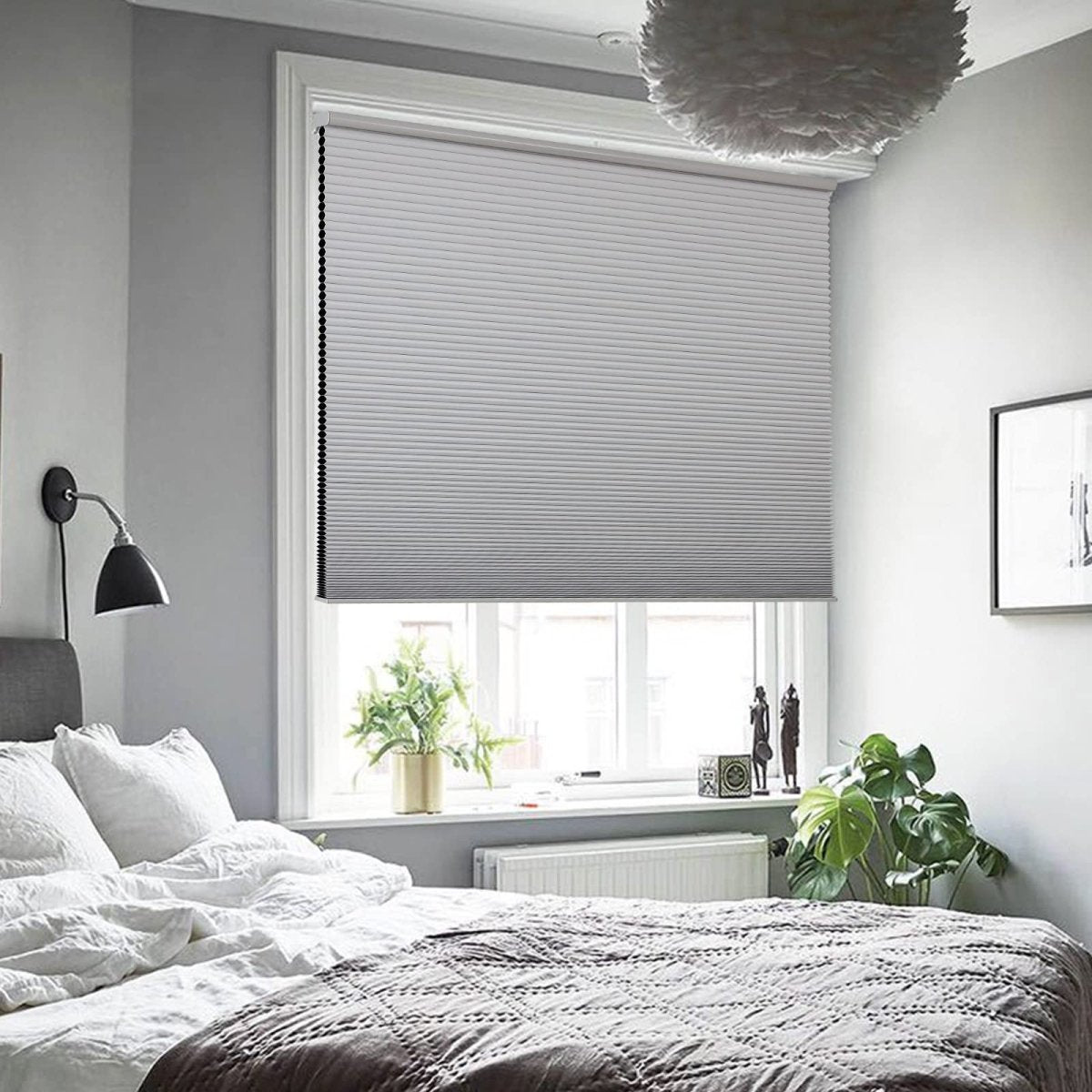 Joydeco Cellular Shades CordlessGrey Wide Blackout Cellular Blinds - Joydeco