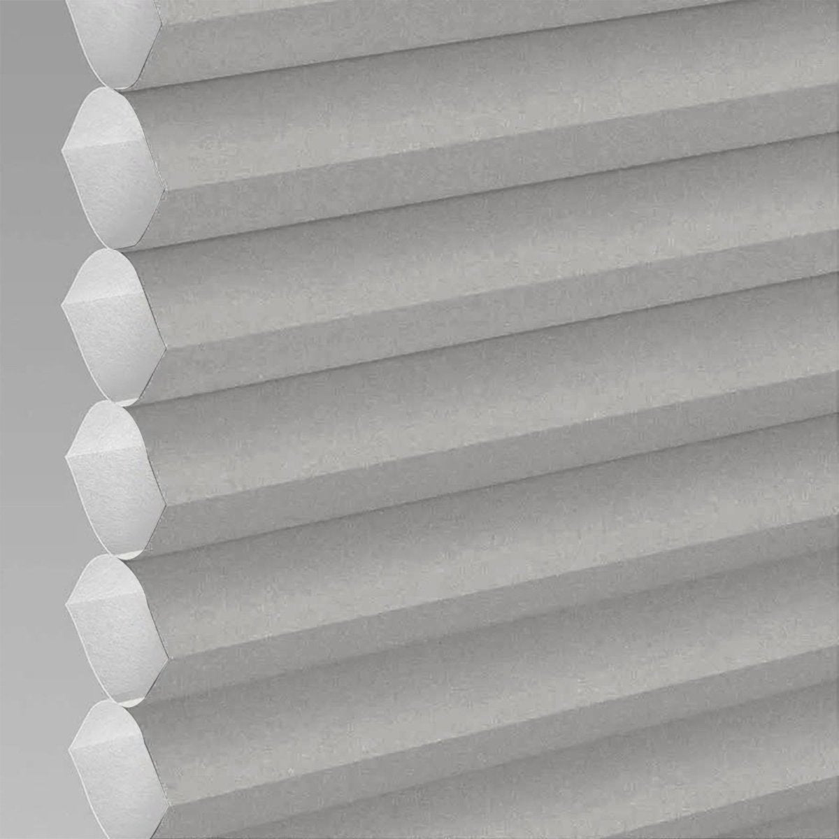 Joydeco gray cordless cellular shade: honeycomb texture, light filtering fabric. Product detail.