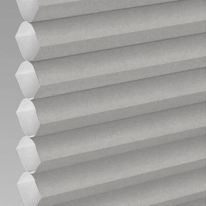 Joydeco gray cordless cellular shade: honeycomb texture, light filtering fabric. Product detail.