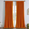 Joydeco custom orange velvet blackout curtains, plush texture, rod pocket, privacy, room setting.