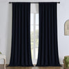 Black Joydeco custom velvet blackout curtains, elegant, floor-length.