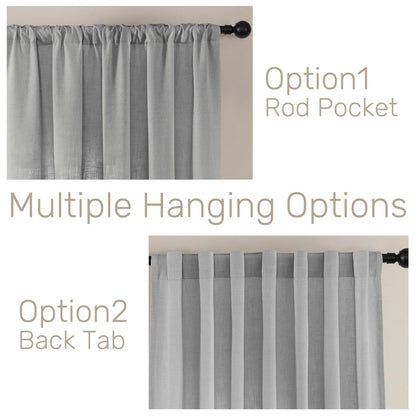 Joydeco Ebony Grey Linen Curtains for Living Room Curtains for Bedroom