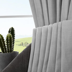 Joydeco Ebony Grey Linen Curtains for Living Room Curtains for Bedroom - Joydeco