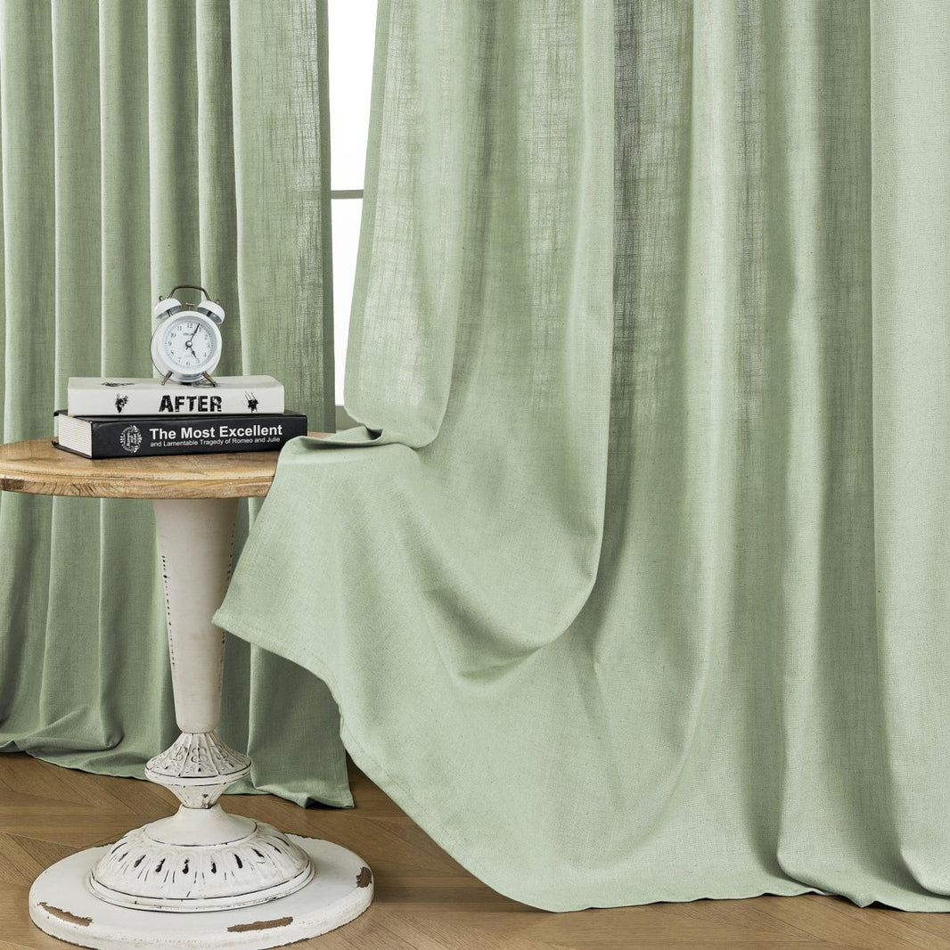 Joydeco Green Linen Blackout Curtains