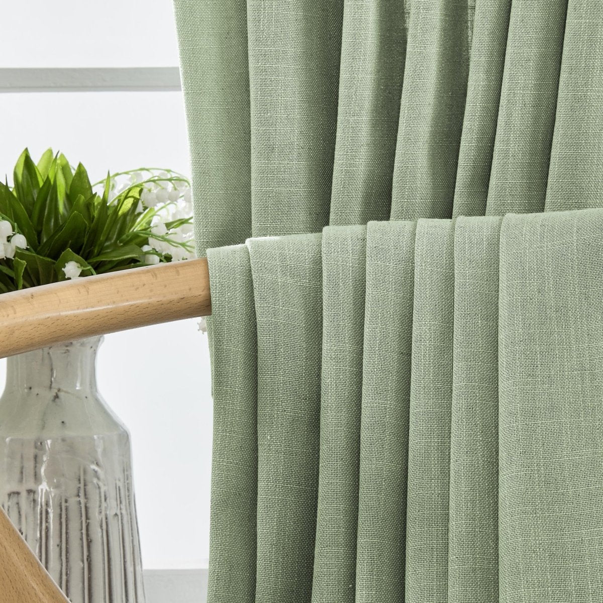 Joydeco Green Linen Blackout Curtains