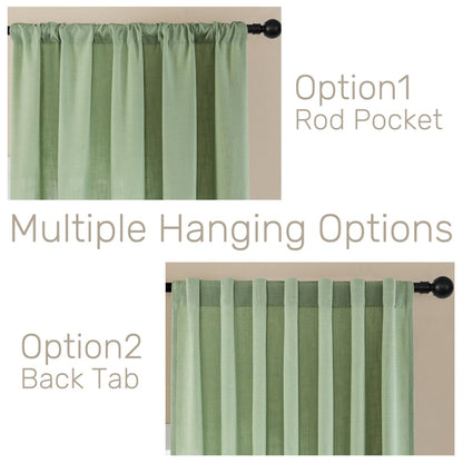 Joydeco Green Linen Blackout Curtains
