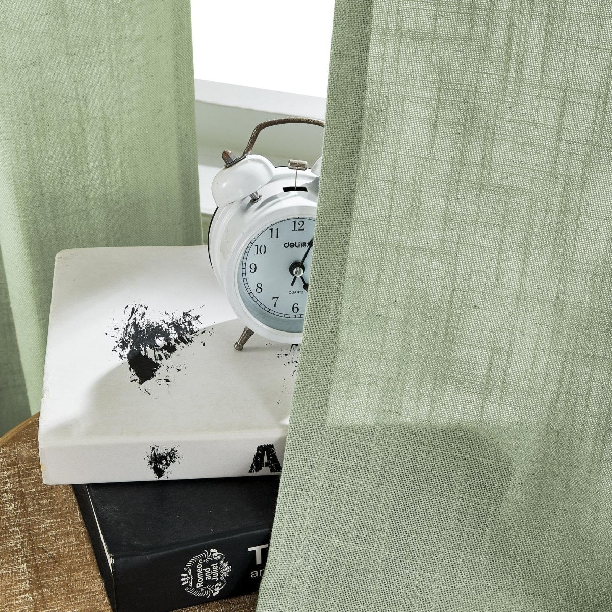 Joydeco Green Linen Blackout Curtains - Joydeco