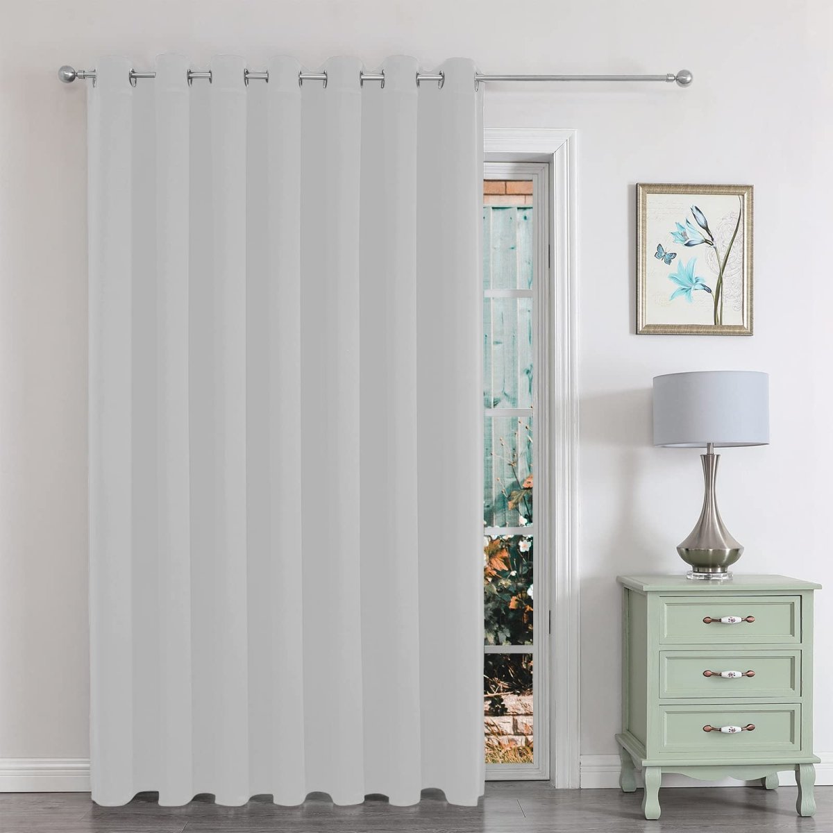 Joydeco Greyish White Blackout Curtain Door Divider Doorway Curtains for Bedroom Closet Door Bedroom Door - Joydeco