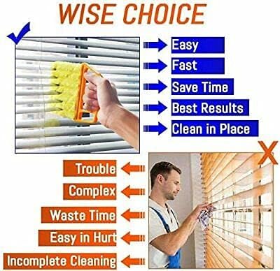 Joydeco mini blinds cleaner cleans blinds efficiently. Easy, fast, time-saving. Contrast with manual cleaning.