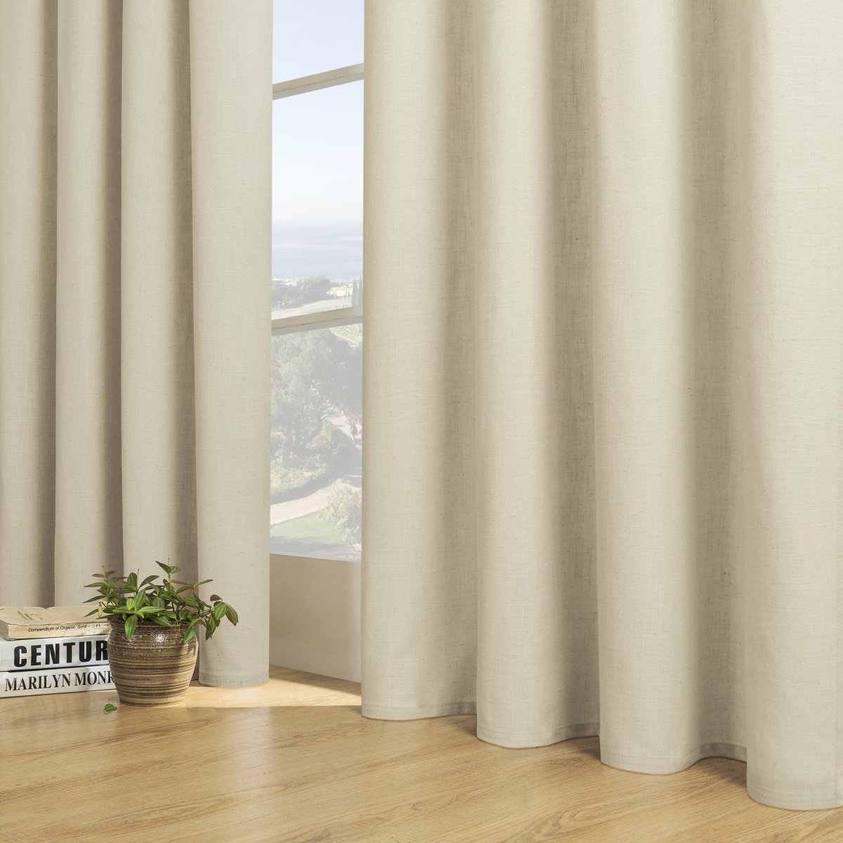 Joydeco Light Green Linen Curtains for Living Room Bedroom Curtains - Joydeco