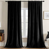 Joydeco Luxury Black Velvet Blackout Curtains - Two panels with plush texture and rod pocket design.