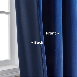 Joydeco Luxury Royal Blue Velvet Blackout Curtains - 2 Panels, Thermal Insulated, Rod Pocket, Super Soft - Joydeco