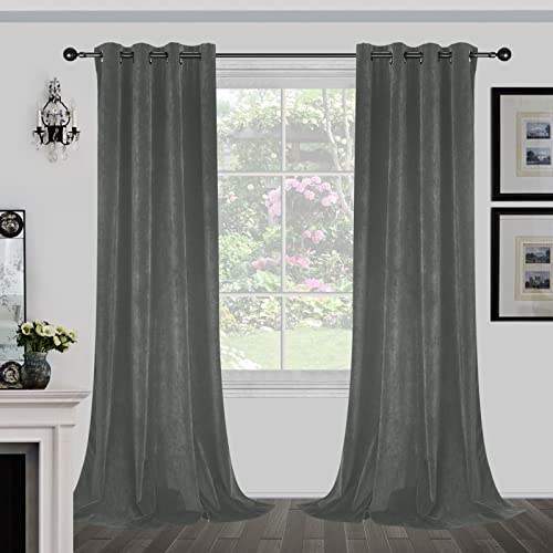 Joydeco Luxury Velvet Grommet Blackout Curtain - 2 Panels, Thermal Insulated, Privacy - Joydeco