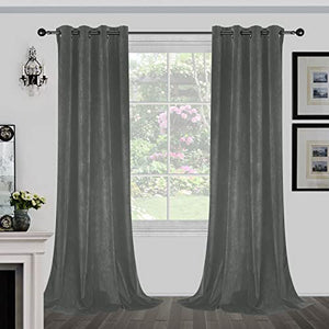 Joydeco Luxury Velvet Grommet Blackout Curtain - 2 Panels, Thermal Insulated, Privacy - Joydeco