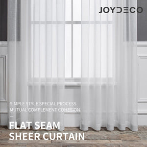 Joydeco Off White Sheer Curtains - 2 Panels, Rod Pocket - Joydeco