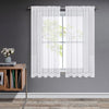 Off-white sheer curtains with rod pocket, Joydeco brand, on window with natural light.