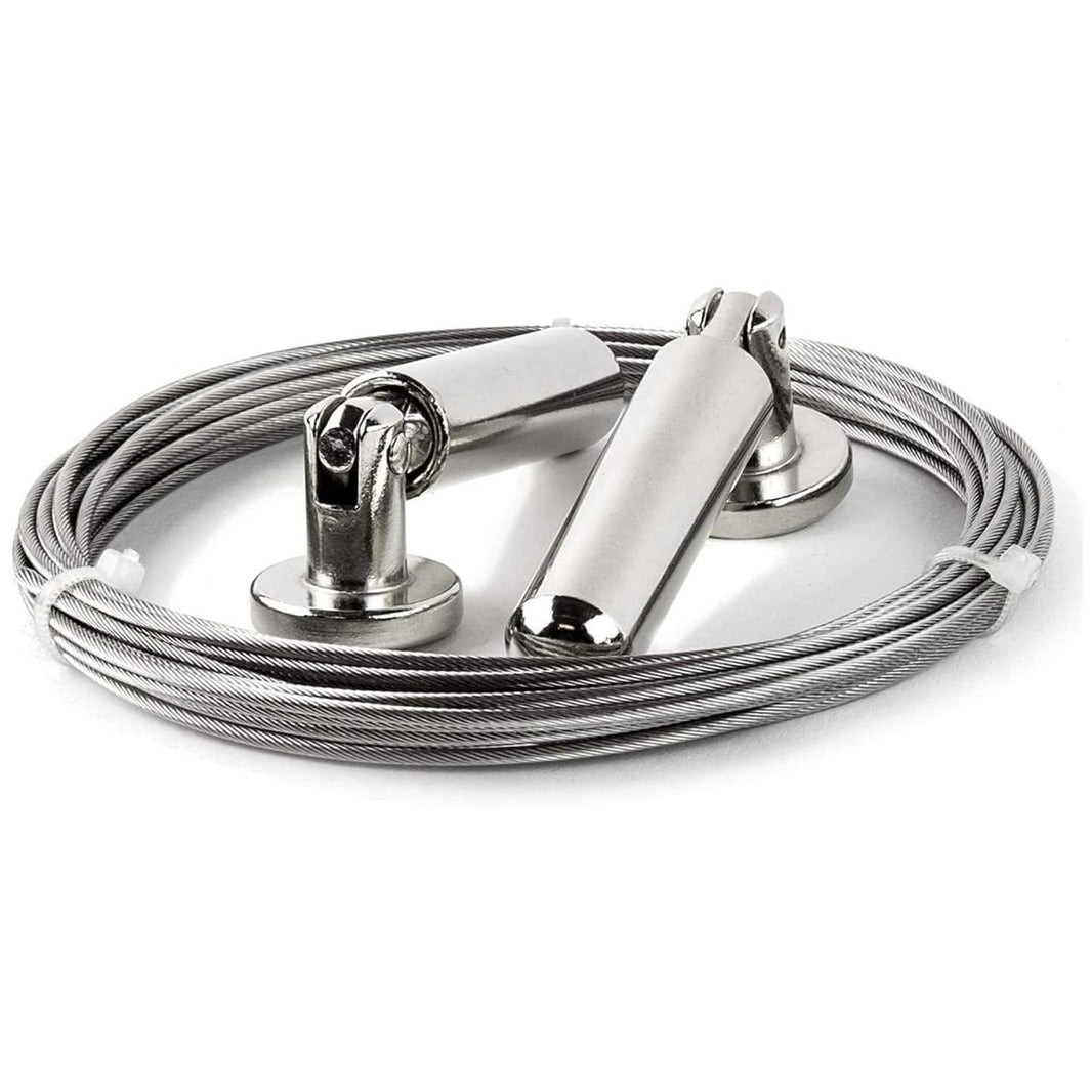 Joydeco 16.4ft stainless steel curtain wire rod set with adjustable wall mounts for hanging curtains or art.