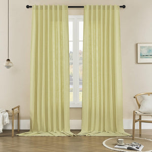 Joydeco Straw Yellow Linen Curtains for Living Room Cafe Bedroom Curtains - Joydeco