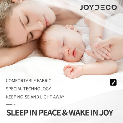 Joydeco blackout curtains promote peaceful sleep for mother and baby, blocking noise and light well.