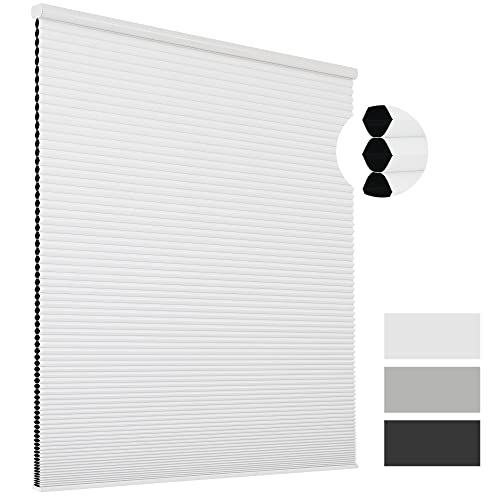 Joydeco White Cellular Shades Cordless Blackout Cellular Blinds For Windows Waterproof Honeycomb Window Shades - Joydeco