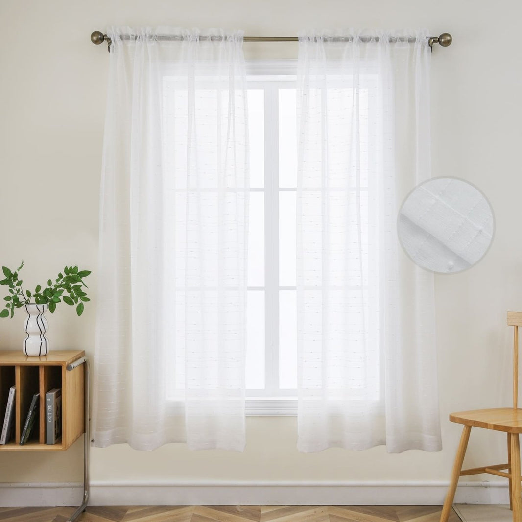 Joydeco white sheer curtains, lightweight semi-drape panels for bright, airy rooms.