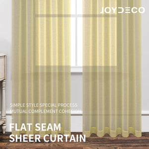 Joydeco Yellow Sheer Curtains - 2 Panels, Rod Pocket - Joydeco