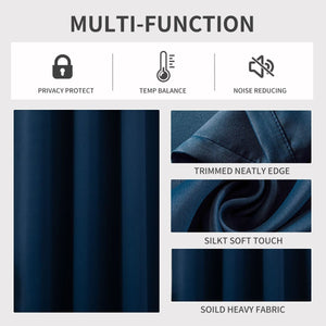 Navy Blue Blackout Curtains - 2 Panels - Joydeco