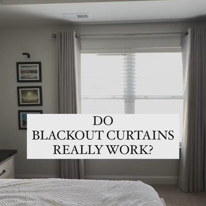 Cortinas opacas Joydeco para dormitorio, juego de 2 paneles, de 213 cm de largo, con textura de lino, aislantes térmicos y ojales (132 x 213 cm, blanco grisáceo)