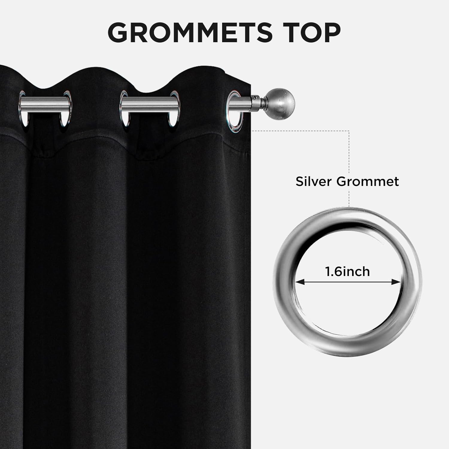 Joydeco Blackout Curtains 95 Inch Length 2 Panels Set, Thermal Insulated Long Curtains& Drapes 2 Burg, Room Darkening Grommet Drapes for Living Room Bedroom Window (W52 x L95 Inch, Black)