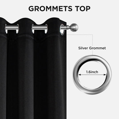 Joydeco Blackout Curtains 95 Inch Length 2 Panels Set, Thermal Insulated Long Curtains& Drapes 2 Burg, Room Darkening Grommet Drapes for Living Room Bedroom Window (W52 x L95 Inch, Black)