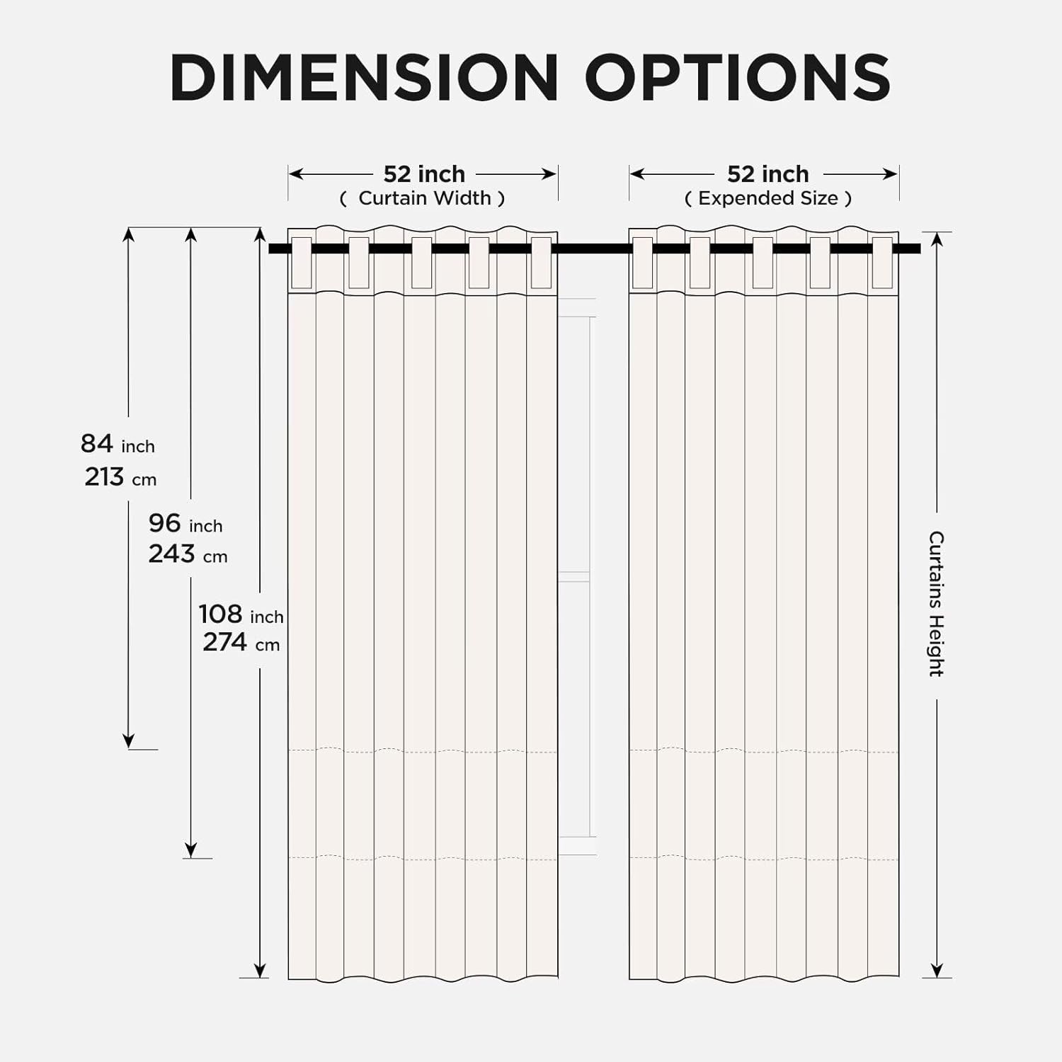 Joydeco Blackout Curtains 96 Inches Long, Thermal Insulated Black Out Curtains 2 Panels Set for Bedroom, Room Darkening Drapes for Living Room Window (W52 x L96 Inch, Light Beige)