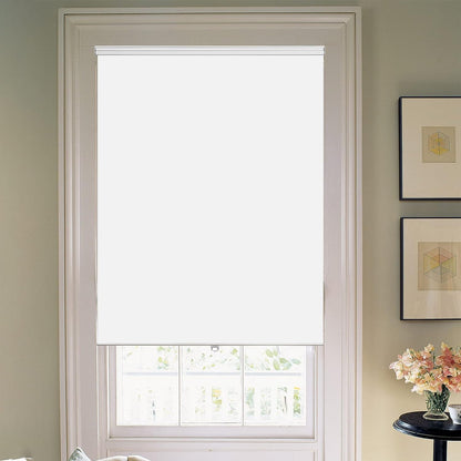 Joydeco 60 Inches Wide Cordless Blackout Window White Fabric Blinds and Shades for Indoor Outdoor Windows Light Blocking Sun Protection (60x 75)