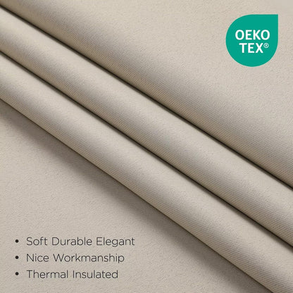 Joydeco Blackout Curtains 96 Inches Long, Thermal Insulated Black Out Curtains 2 Panels Set for Bedroom, Room Darkening Drapes for Living Room Window (W52 x L96 Inch, Light Beige)