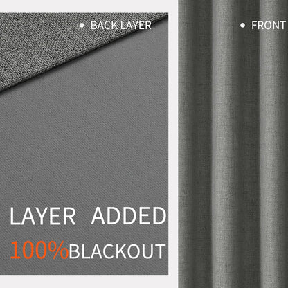 Joydeco Blackout Curtains 72 Inches Long 2 Panels Burg, Room Darkening Curtains for Bedroom, 100% Black Out Textured Thermal Drapes Privacy Protection 2 Panels Set(W42 x L72 Inch, Grey)