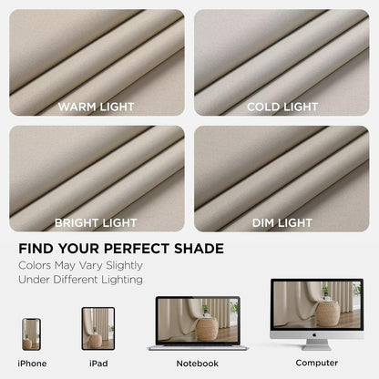 Joydeco Blackout Curtains 96 Inches Long, Thermal Insulated Black Out Curtains 2 Panels Set for Bedroom, Room Darkening Drapes for Living Room Window (W52 x L96 Inch, Light Beige)