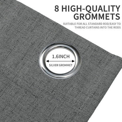 Joydeco Blackout Curtains 72 Inches Long 2 Panels Burg, Room Darkening Curtains for Bedroom, 100% Black Out Textured Thermal Drapes Privacy Protection 2 Panels Set(W42 x L72 Inch, Grey)