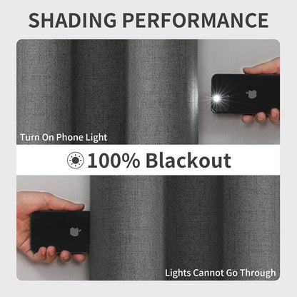 Joydeco Blackout Curtains 72 Inches Long 2 Panels Burg, Room Darkening Curtains for Bedroom, 100% Black Out Textured Thermal Drapes Privacy Protection 2 Panels Set(W42 x L72 Inch, Grey)