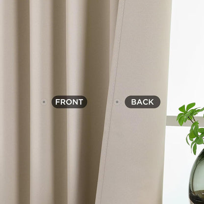 Joydeco Blackout Curtains 96 Inches Long, Thermal Insulated Black Out Curtains 2 Panels Set for Bedroom, Room Darkening Drapes for Living Room Window (W52 x L96 Inch, Light Beige)