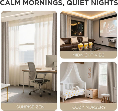 Joydeco Blackout Curtains for Bedroom - Nature Linen 84 Inch Long 100% Light Blocking 2 Panels Set, Rod Pocket & Back Tabs Living Room Drapes, Thermal Insulated Room Darkening Window Curtains