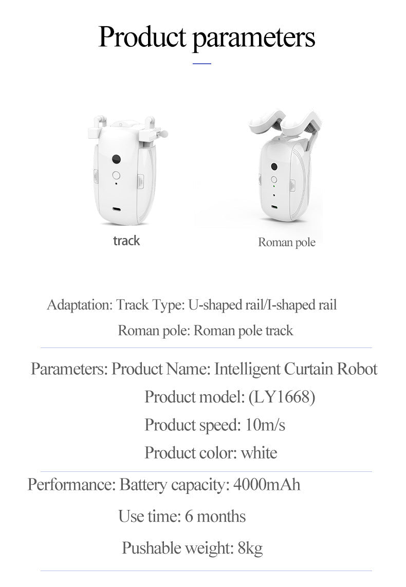 Wifi Curtain Robot Smart Home Roman Rod Electric Curtain Companion Automatic Curtain Opener with Voice Control, Timer, Temperature and Light Sensor, for Google Home, for Siri Shortcuts,