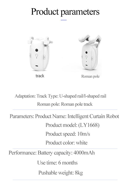 Wifi Curtain Robot Smart Home Roman Rod Electric Curtain Companion Automatic Curtain Opener with Voice Control, Timer, Temperature and Light Sensor, for Google Home, for Siri Shortcuts,