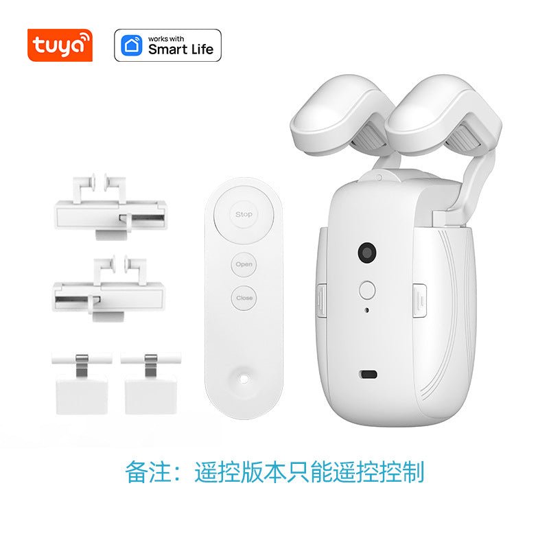 Wifi Curtain Robot Smart Home Roman Rod Electric Curtain Companion Automatic Curtain Opener with Voice Control, Timer, Temperature and Light Sensor, for Google Home, for Siri Shortcuts, - Joydeco