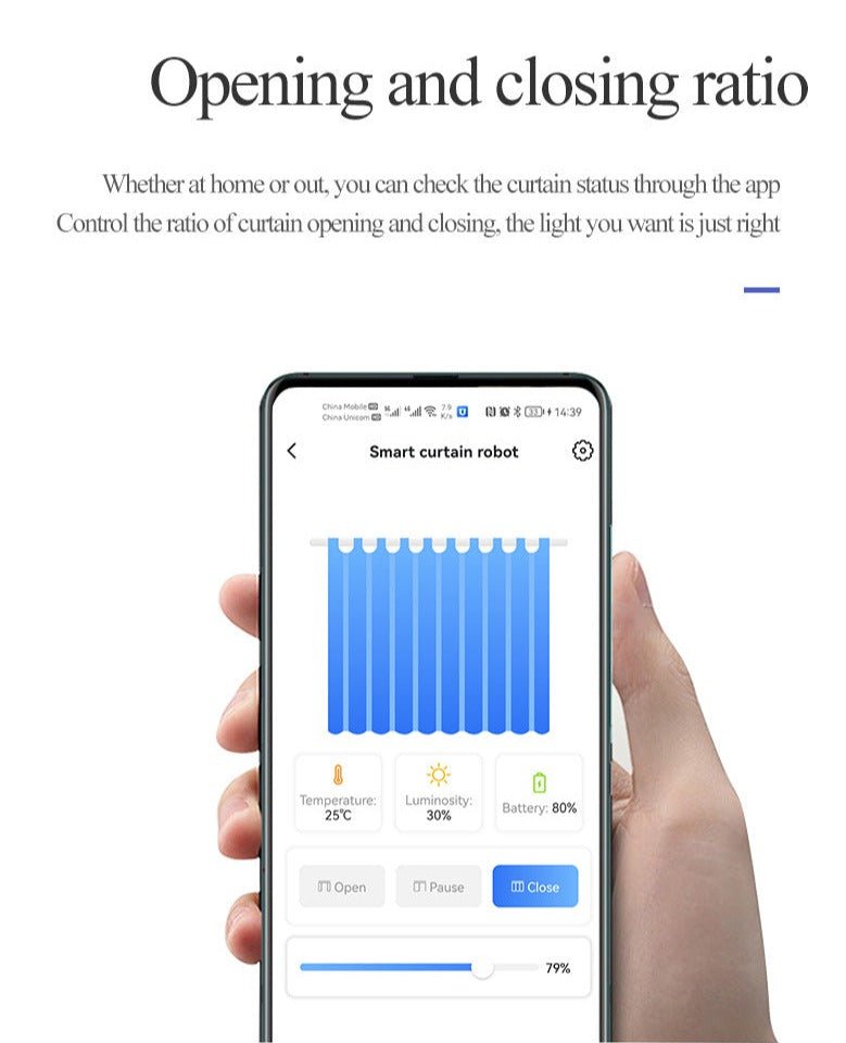 Wifi Curtain Robot Smart Home Roman Rod Electric Curtain Companion Automatic Curtain Opener with Voice Control, Timer, Temperature and Light Sensor, for Google Home, for Siri Shortcuts,