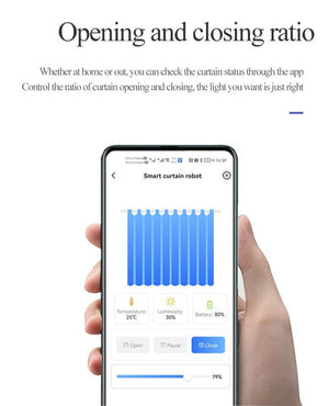 Wifi Curtain Robot Smart Home Roman Rod Electric Curtain Companion Automatic Curtain Opener with Voice Control, Timer, Temperature and Light Sensor, for Google Home, for Siri Shortcuts, - Joydeco